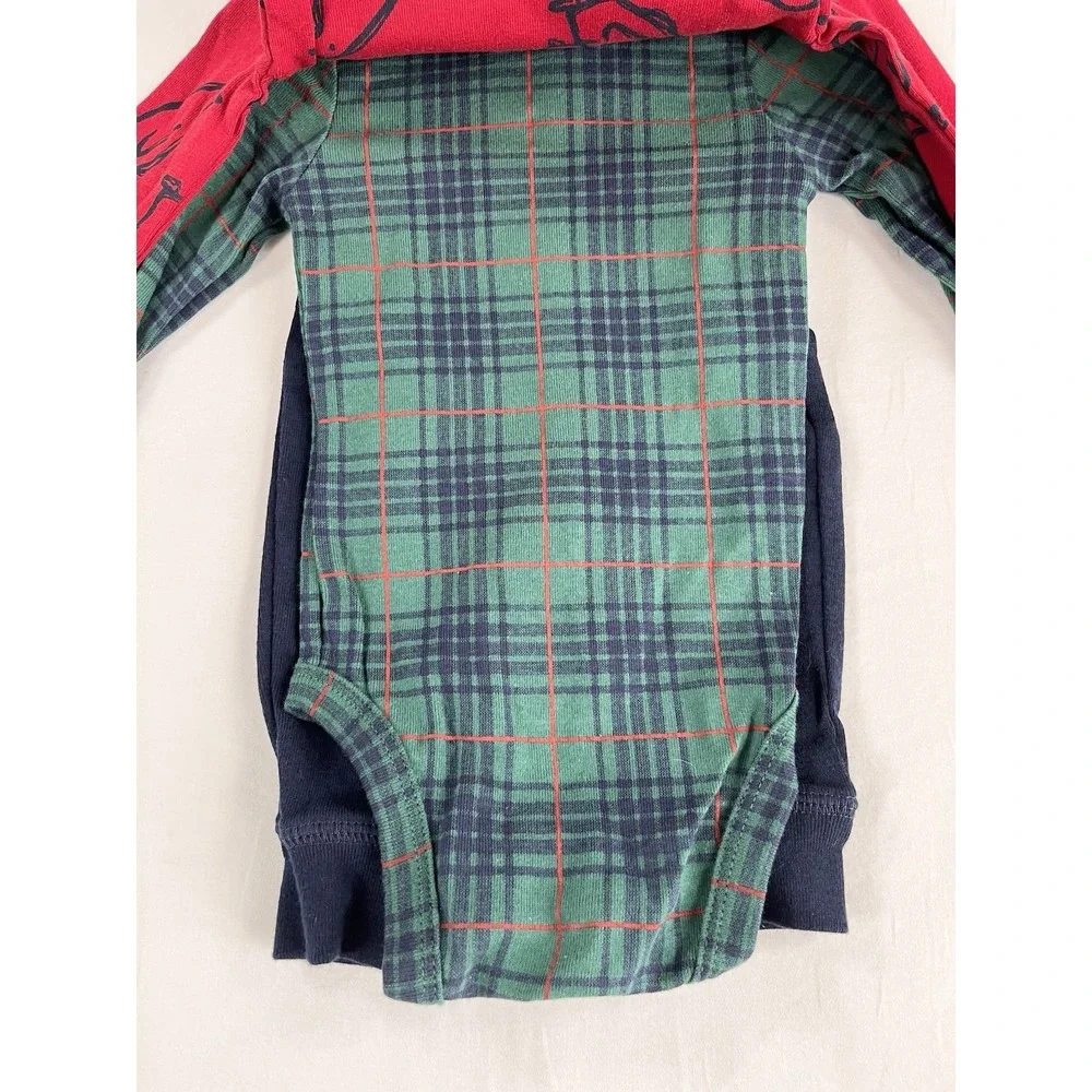 Carter's Baby 3M 3pc Penguin Winter Outfit Plaid Long‎ Sleeve Bodysuit Pants NWT